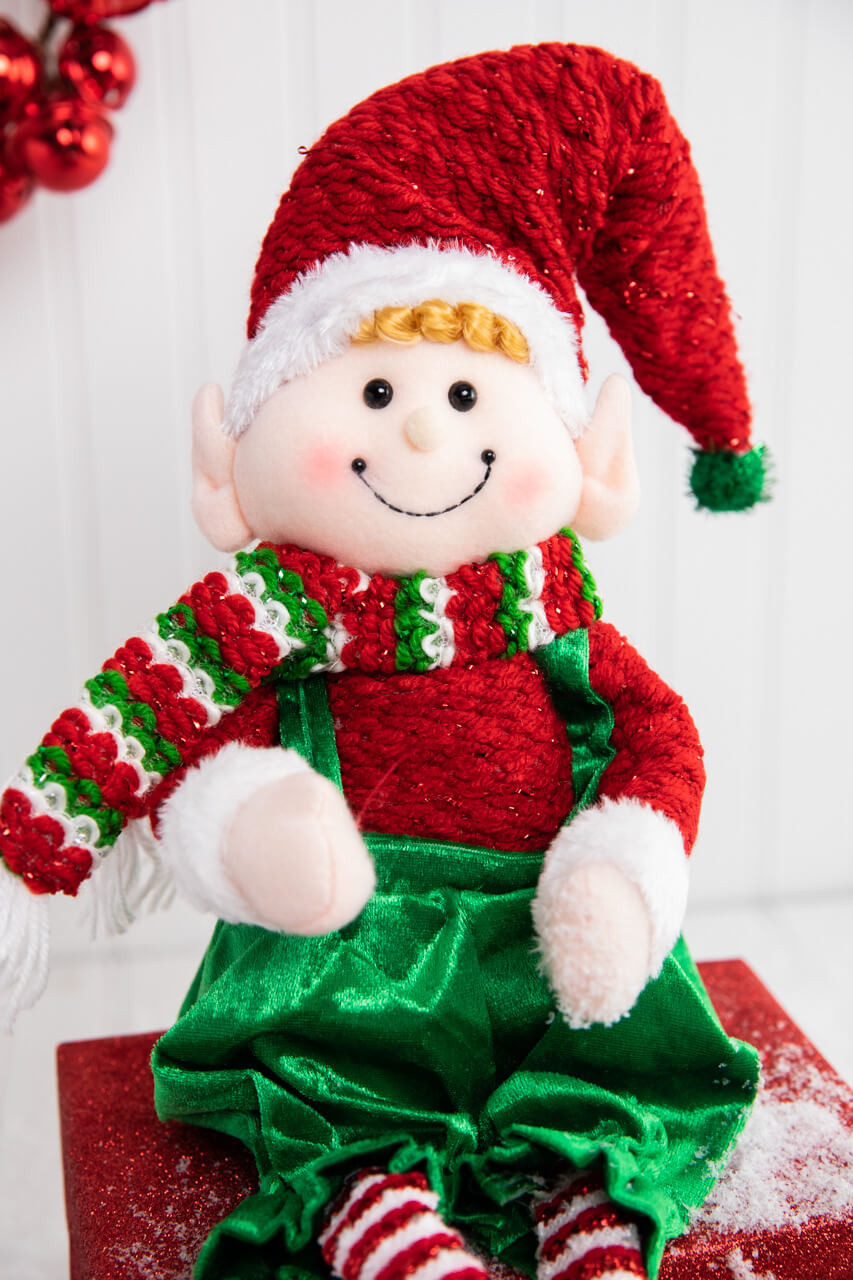 32” Fabric Sitting Christmas Candy Elf