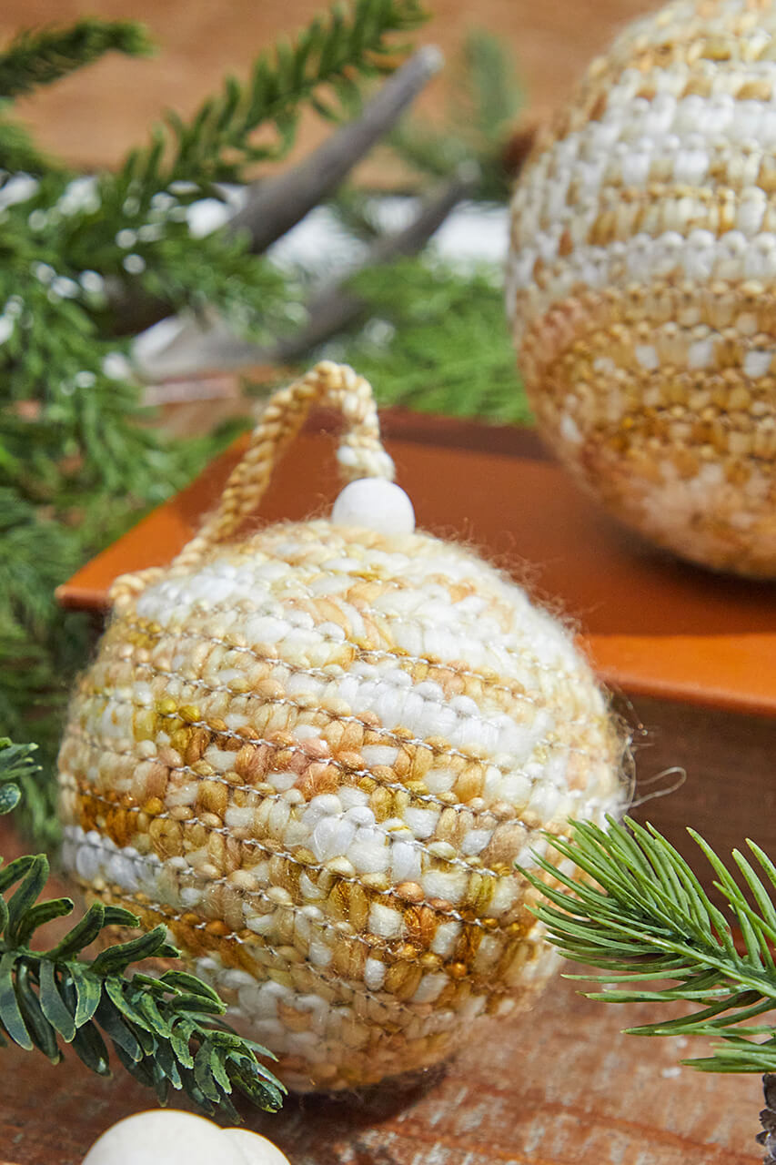 Cream and Tan Yarn Ball Ornament