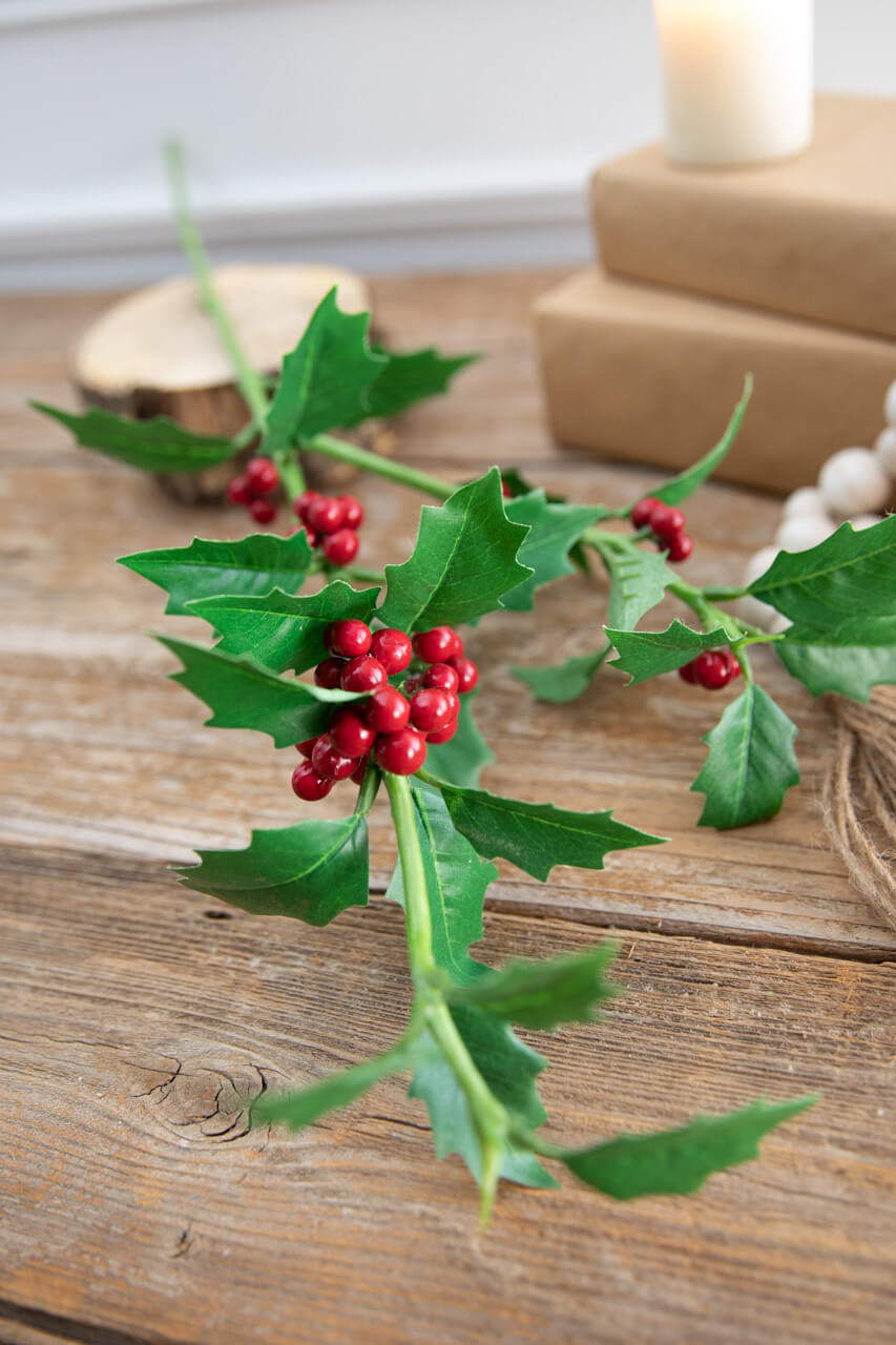 TIHOOD 300PCS Artificial Holly Berries with 100PCS Green Leaves Gold Silver  Red Holly Berry Stems with Leaves Artificial Holly Leaves and Berries for