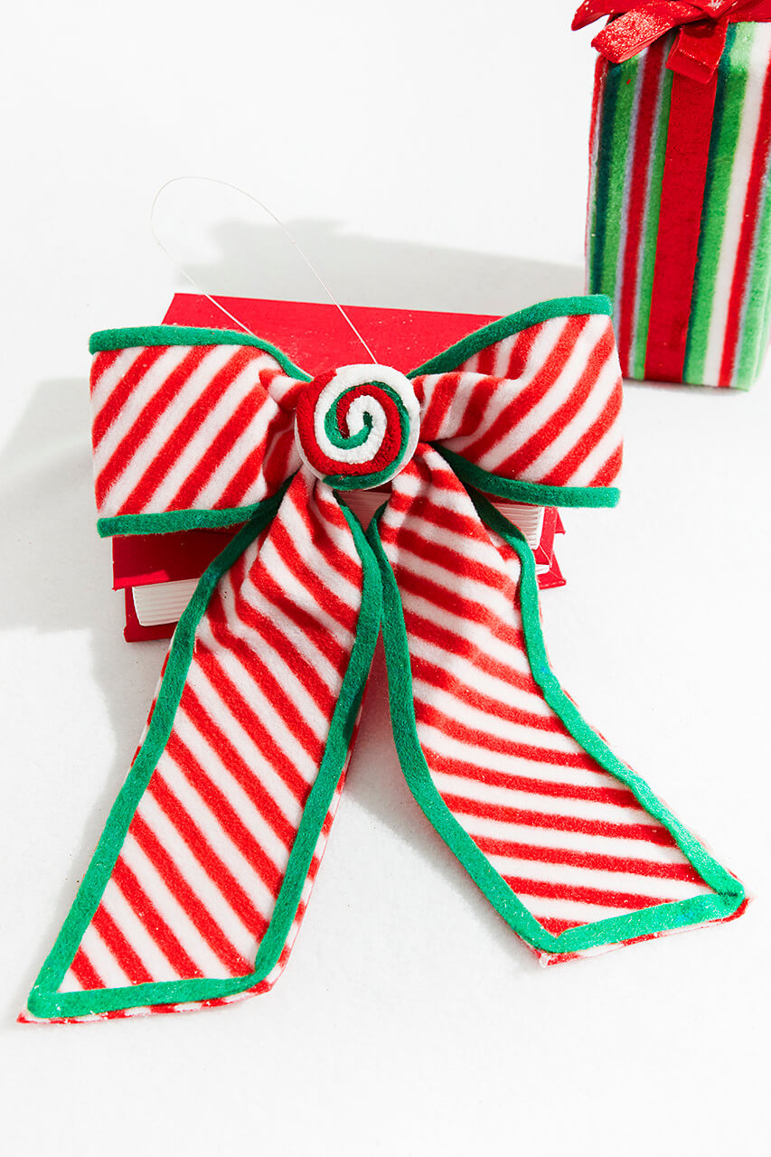 Christmas Ribbon Red And Green Striped Golden Ribbon Bow - Temu United Arab  Emirates