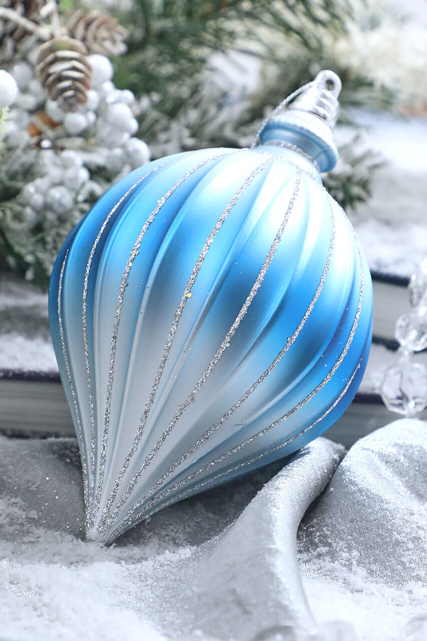 6” Blue & Silver Drop Ornament