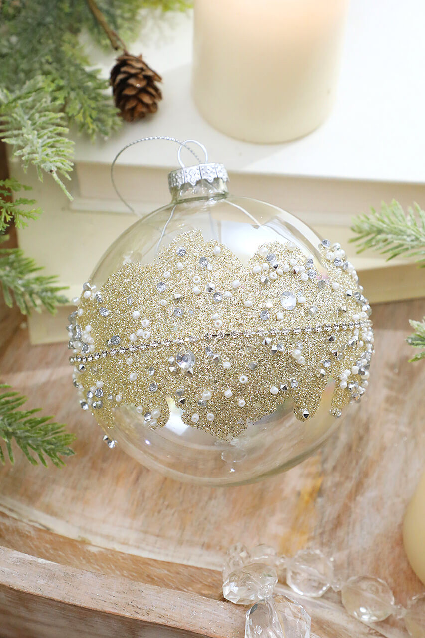 4” Glass Glitter Pearl Ball Ornament - Decorator's Warehouse