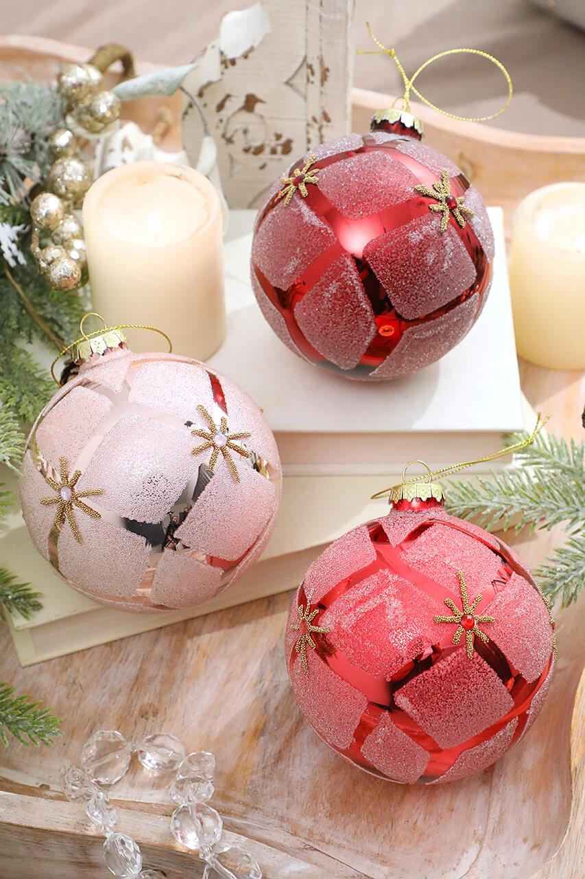 4” Glass Diamond Ball Ornament - Decorator's Warehouse