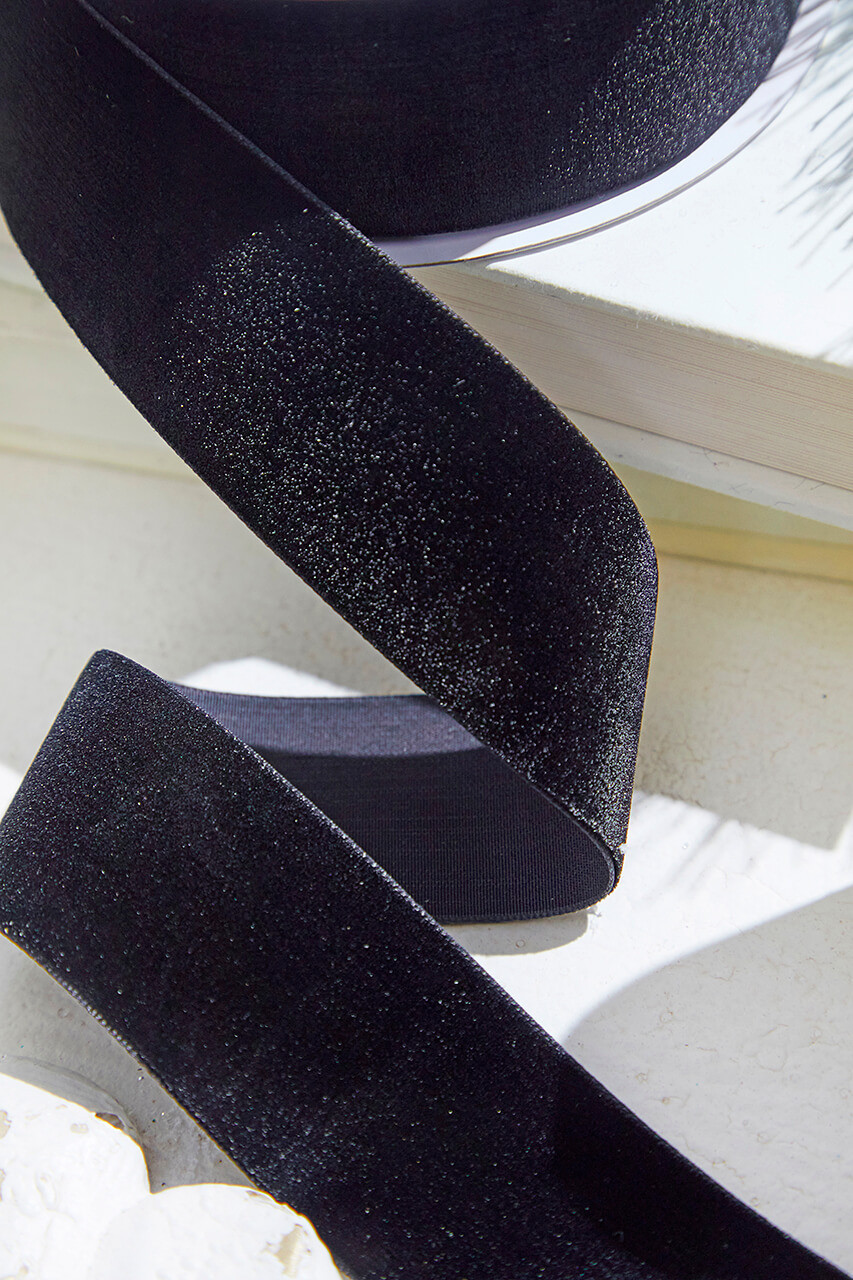 Ribbon Traditions 1.5 Wired Suede Velvet Ribbon Black - 10 Yards