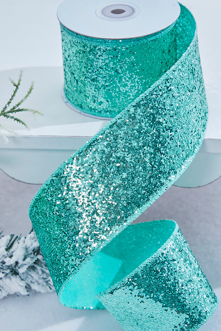 TEAL GLITTER RIBBON