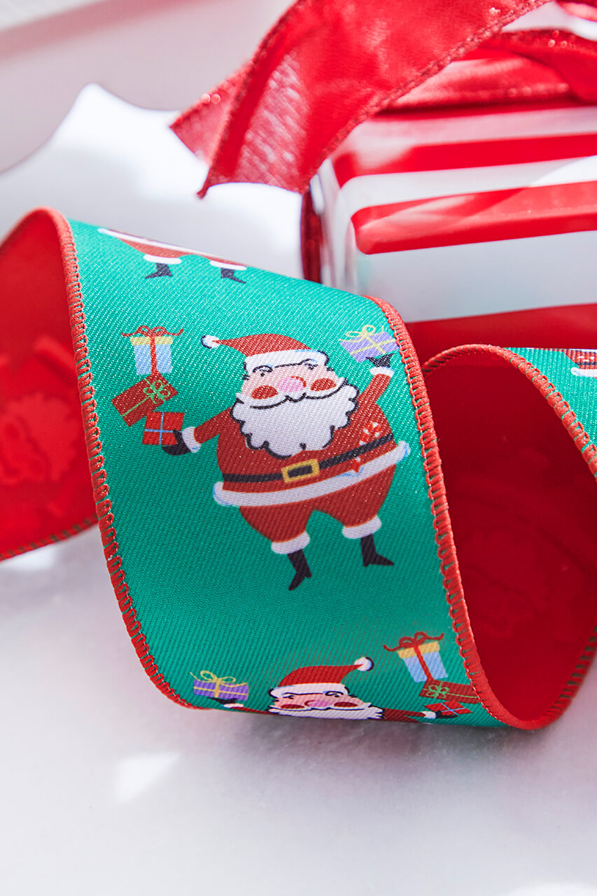 2.5” X 10 Yard Linen HoHoHo Christmas Ribbon