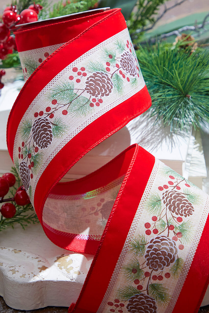 Wired Christmas Ribbon Christmas Cardinal Ribbon 2.5 X 