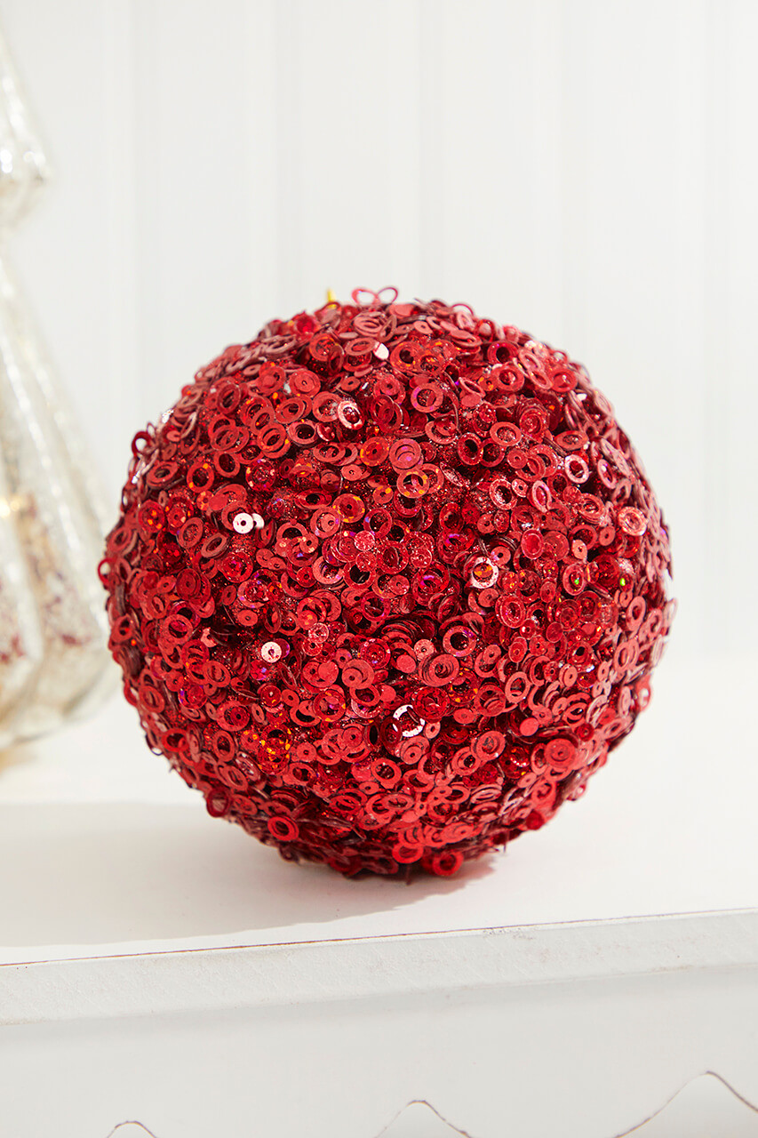 Red flower ball ornaments