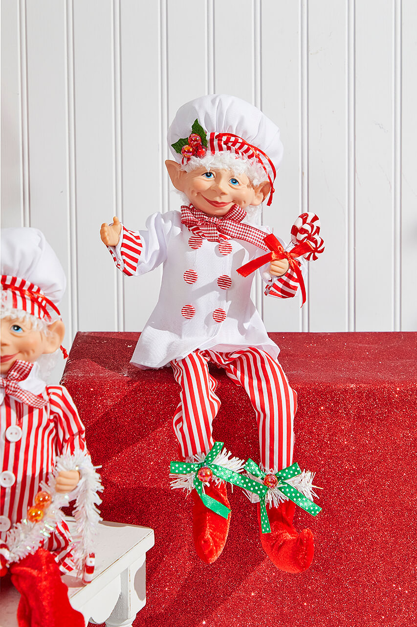 32” Fabric Sitting Christmas Candy Elf