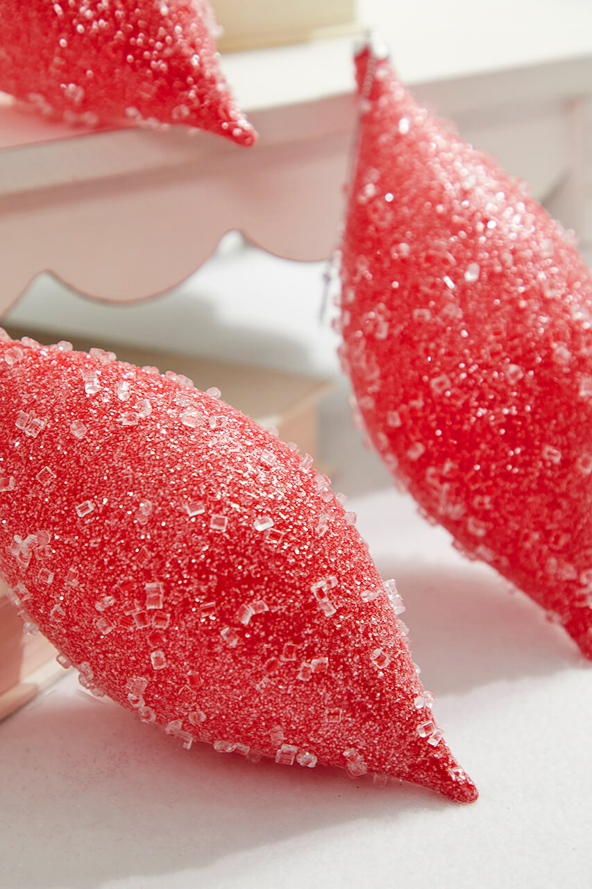 7" Red Sugar Iced Finial Ornament - Thumbnail 2