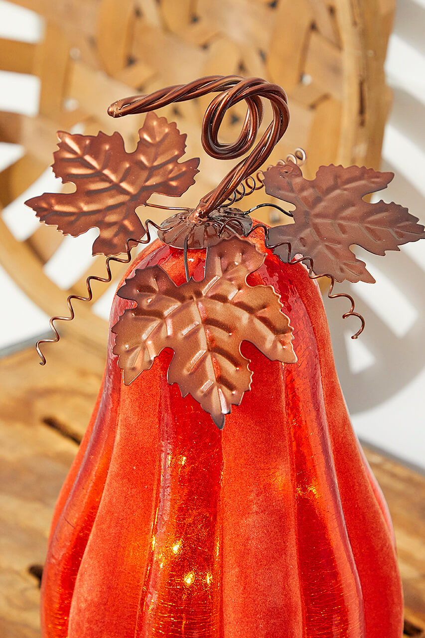Ombre Pink & Org Glass Pumpkin-Lg
