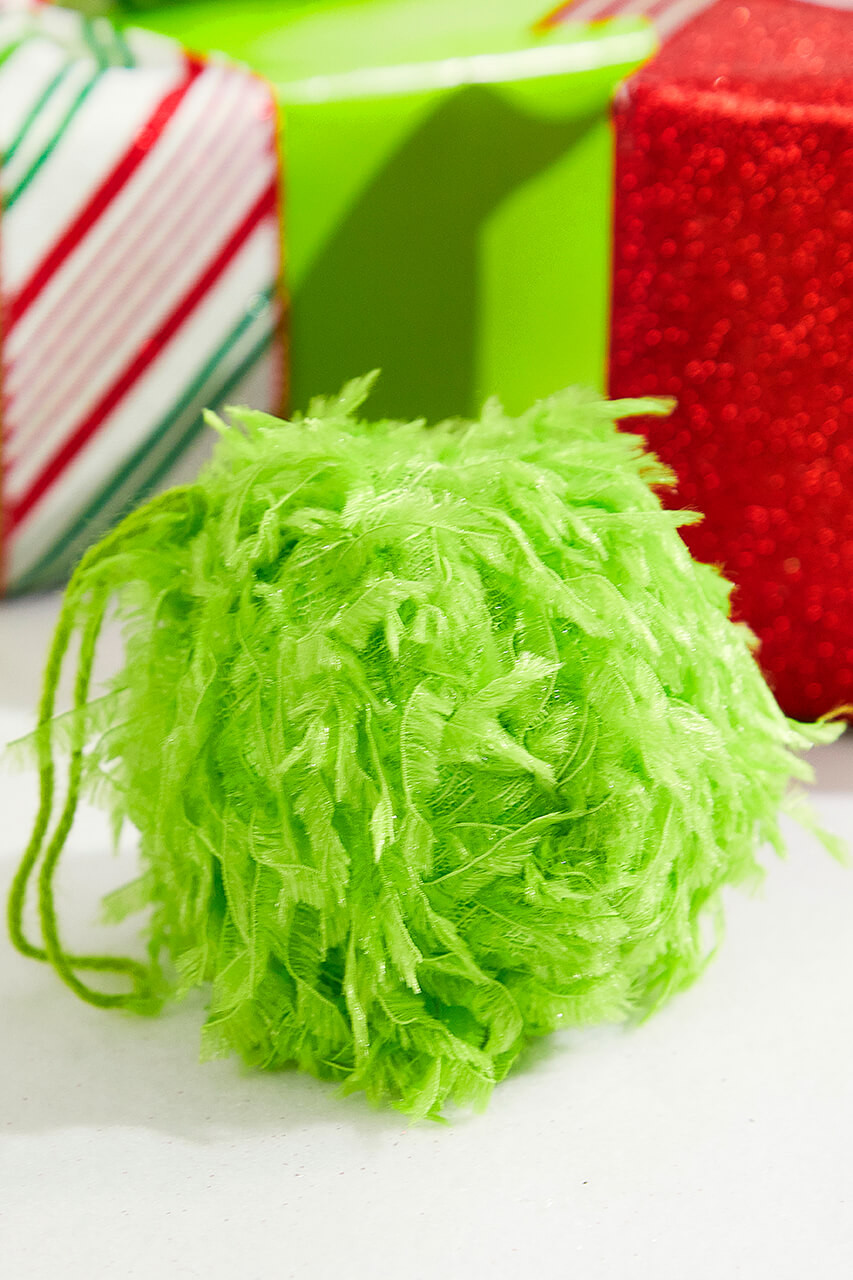 Furry Fabric Ball Ornament: Green, 3.25 — Holiday Whimsy