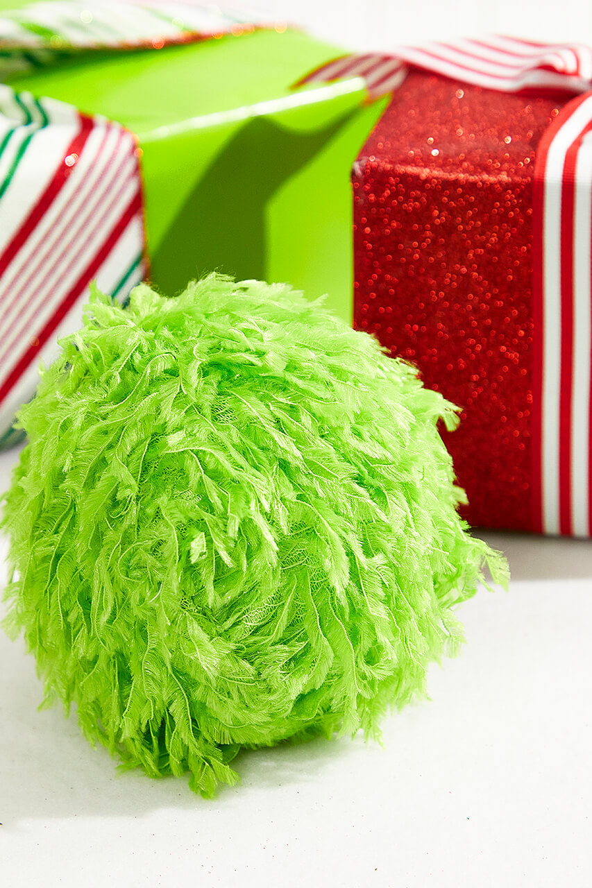 Furry Fabric Ball Ornament: Green, 4.75 — Holiday Whimsy