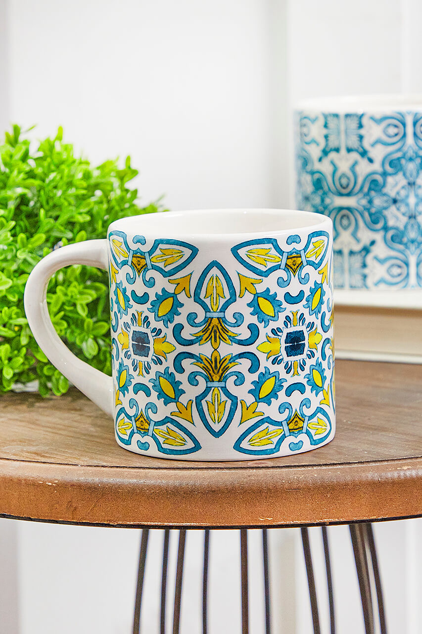 Sullivans Portuguese Print Mug Set of 4, 4 inchH Multicolored