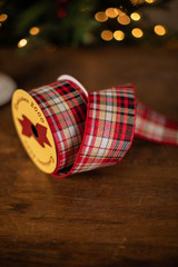 4”x 10 Yard Red/Green/White Plaid Ribbon - Cranberry Christmas Ribbon