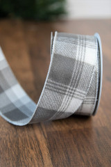 4 Frosted Greensboro Plaid Dupioni Wired Ribbon, 10 Yard Roll