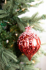 3.5 Glitter Ball Ornament - Red - Decorator's Warehouse