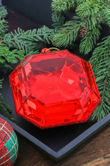 10 CM VP Glitter Plaid Ball Ornament - Box of 3