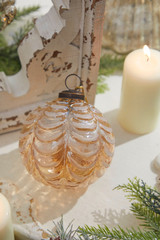 5 Regal Beaded Antique Gold Mercury Glass Ornament - Decorator's Warehouse