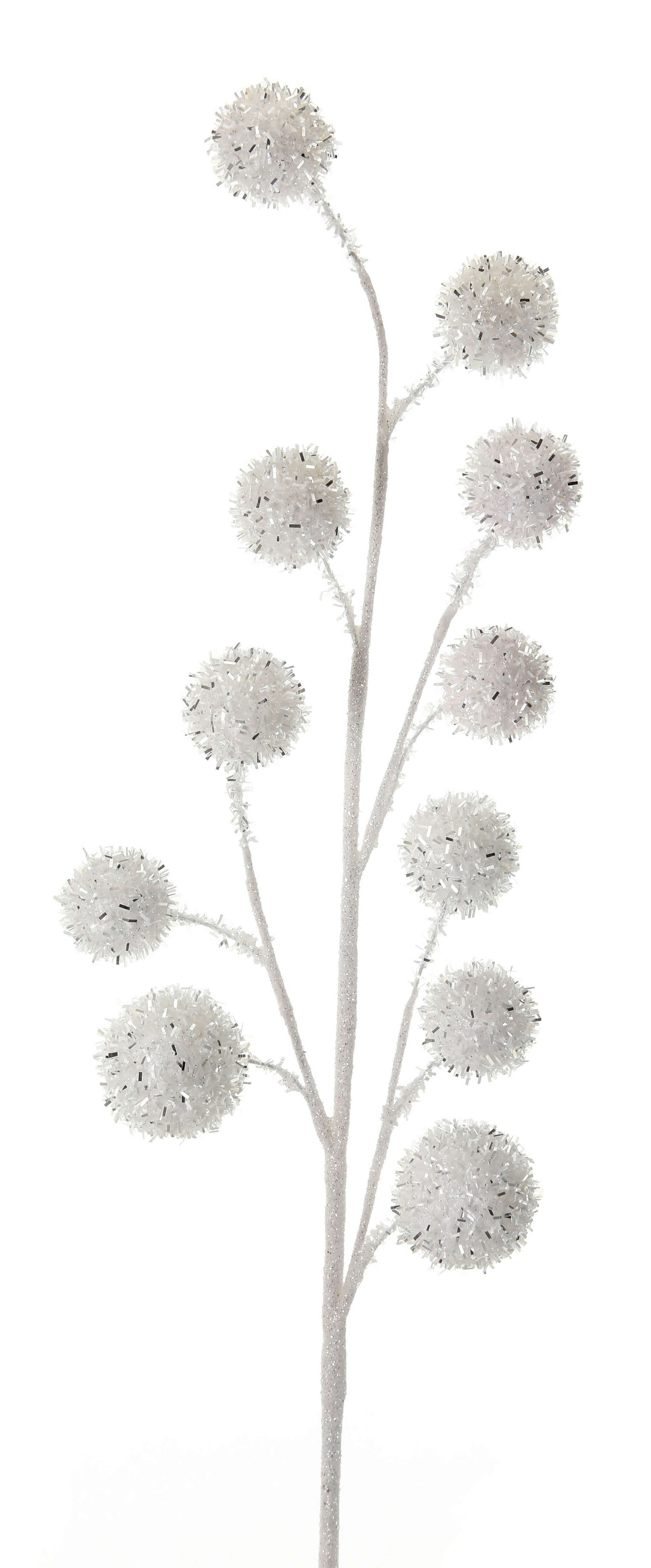 26” White Glitter Tinsel Ball Spray Decorator's Warehouse