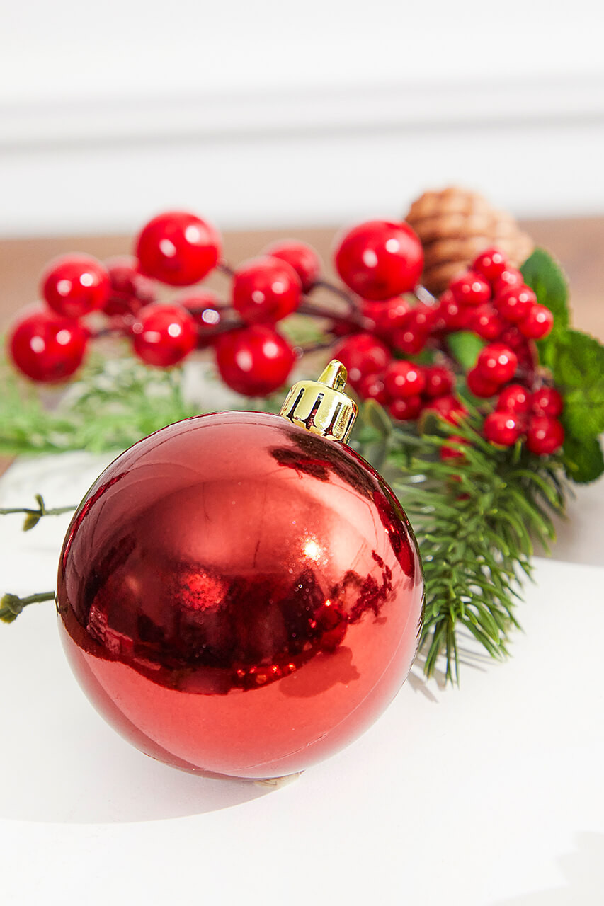 2.5” Burgundy Shiny Ball Ornaments - Set of 12 - Decorator's Warehouse