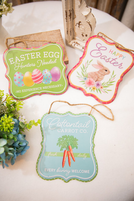 7" Embossed Tin Easter Sign