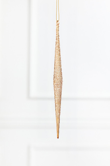 9.75” Glass Champagne Icicle Ornament