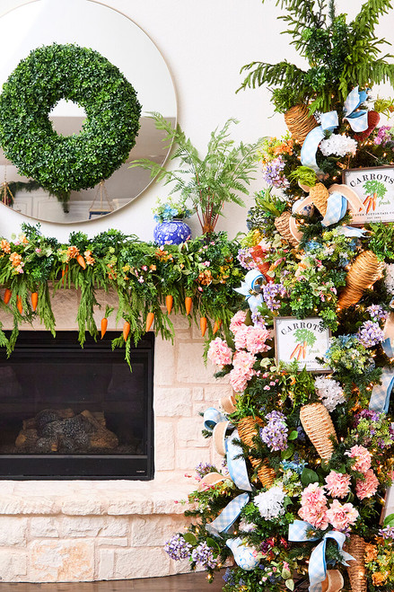 Spring garland and tree scene