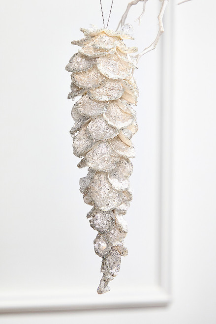 10" Jewel Petal Icicle Ornament - White