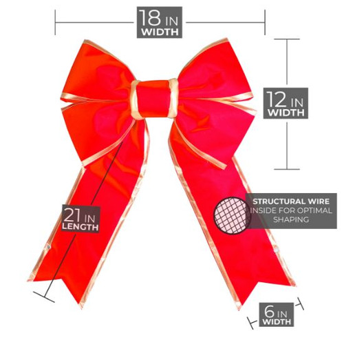 18" Red Canvas Bow w/Gold Trim