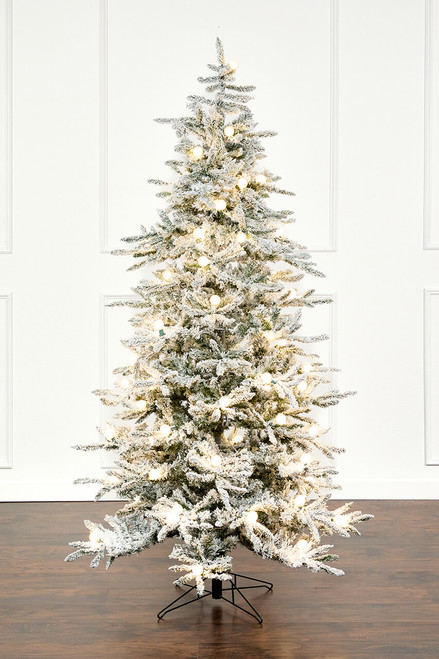 7' Flocked Christmas Tree with 63 G40 LED Lights