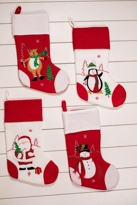 Red and White North Pole Character Stockings