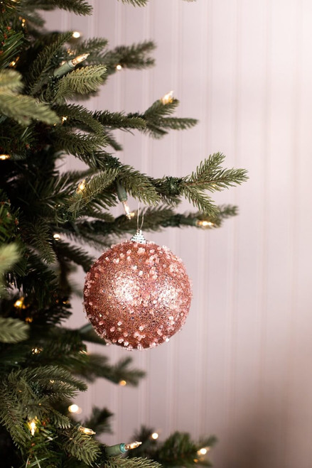 Small Light Pink Iced Ball Christmas Ornaments