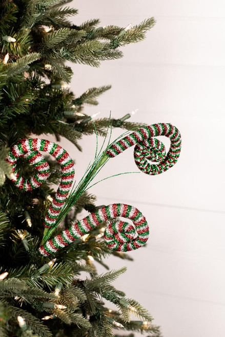 Tinsel Red Green White Swirl Spray