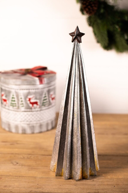 18” Rustic Galvanized Urban Tree with Star