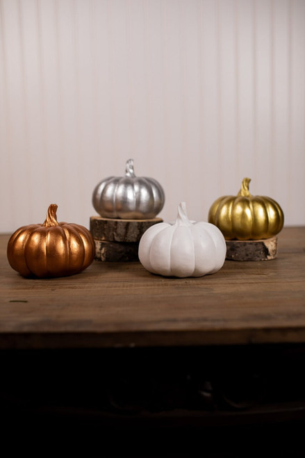 Copper, Silver, White, and Gold Resin Elegant Pumpkins