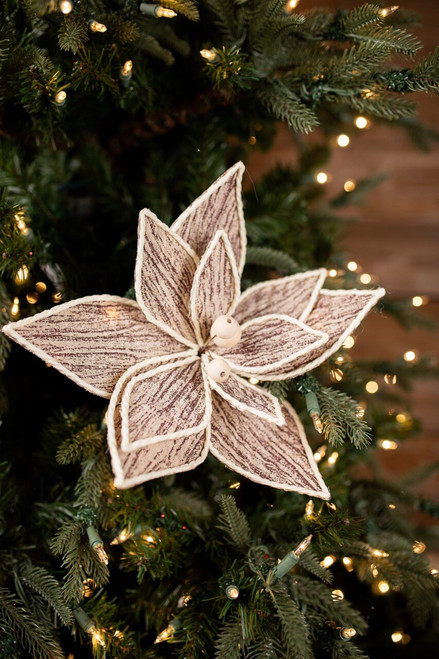 Faux Wood Poinsettia Christmas Tree Flower