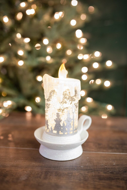 7.75” Lighted Spinning Water Candle with Winter Scene