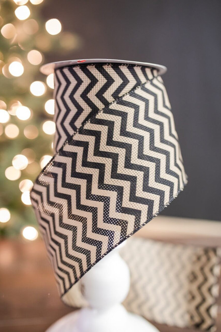 4” X 10 Yard Chevron Burlap Needlework Ribbon