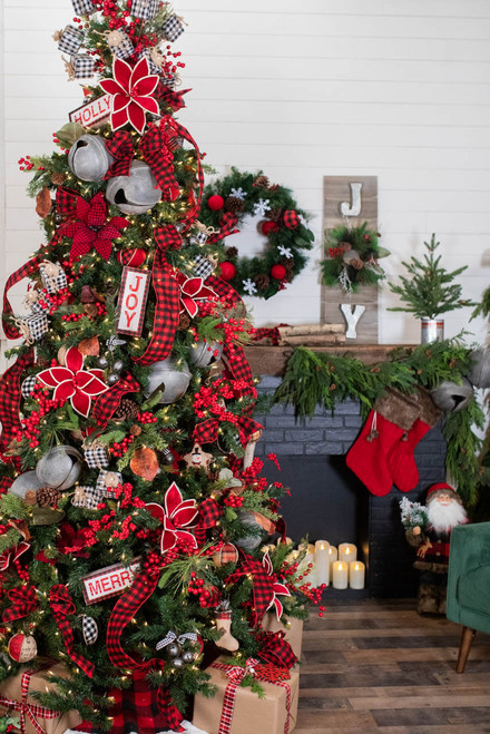 6” Galvanized Bells With Country Check Bow Christmas Ornaments ...