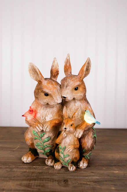 11.6” Solar Lighted Resin Bunny Family