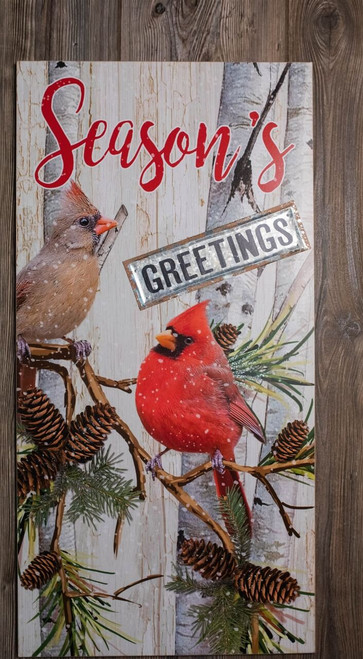 31.4”H Wood Holiday Cardinal Design Wall Decor