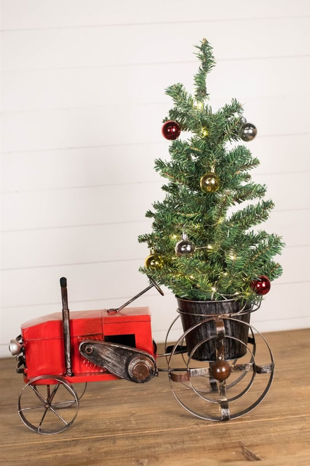 28” Holiday Metal Tractor with Tree