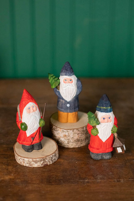 5" Mini Wood Vintage Santa Ornament