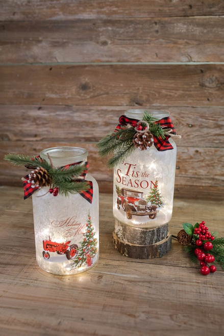 9.8” Lighted Frosted Glass Jar