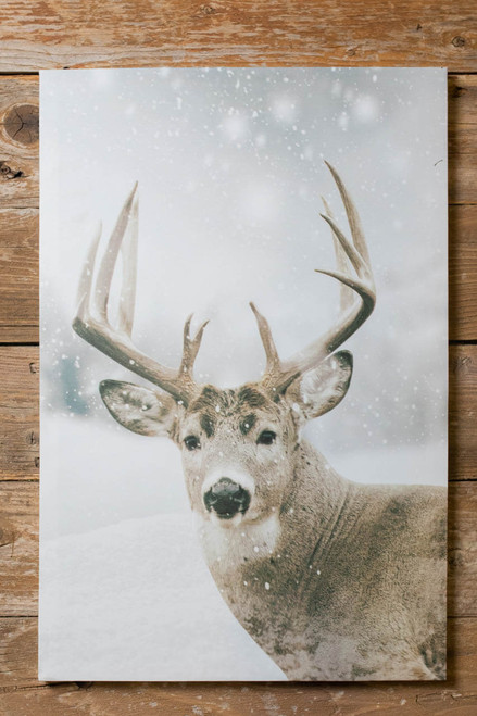 16x24” Buck Deer In Snowy Field Print