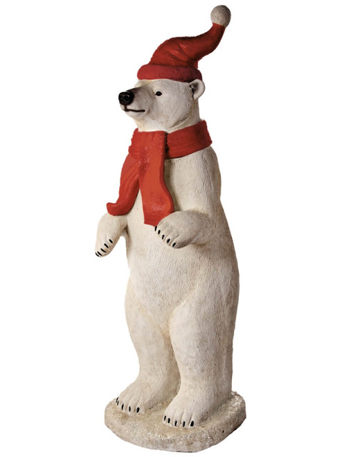 45" Resin Standing Polar Bear with Scarf