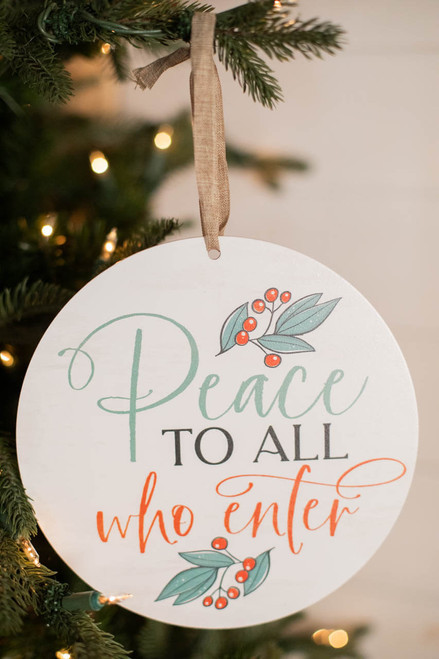 8” Peace To All Who Enter Wreath Attachment Sign