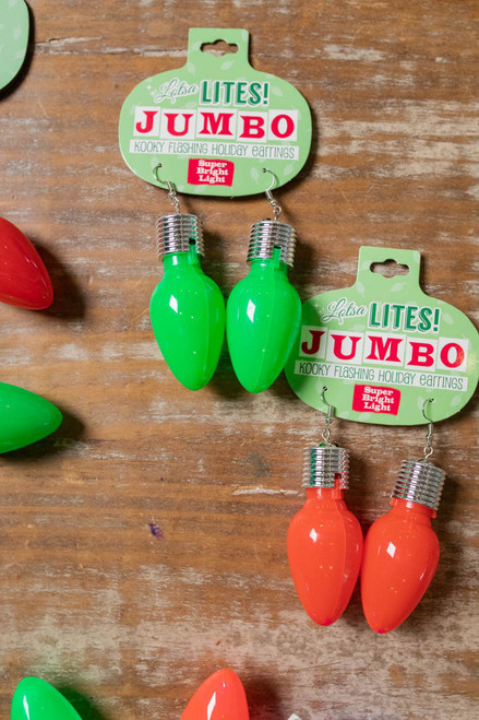 Green Christmas Bulb Lotsa Lites Jumbo Earrings