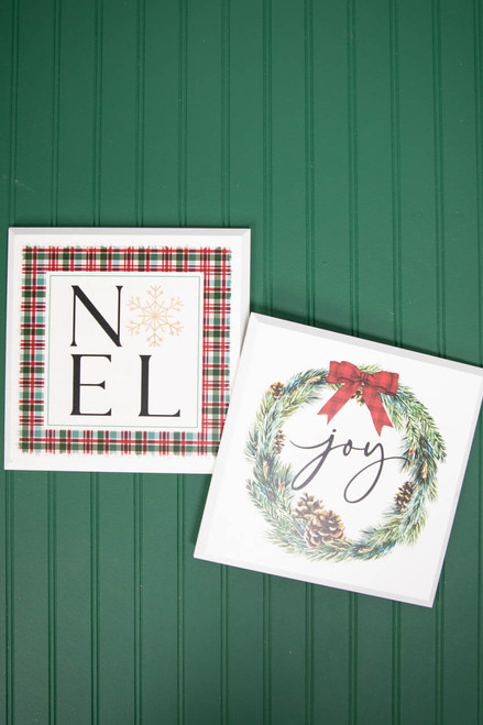Noel & Joy Holiday Signs - Set of 2